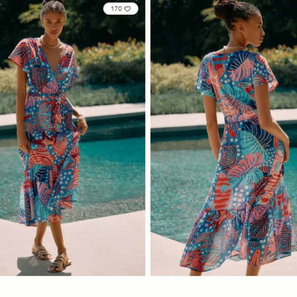 FARM Rio Colorful Abstract Ocean Life Wrap Maxi Dress - Picture 1 of 6
